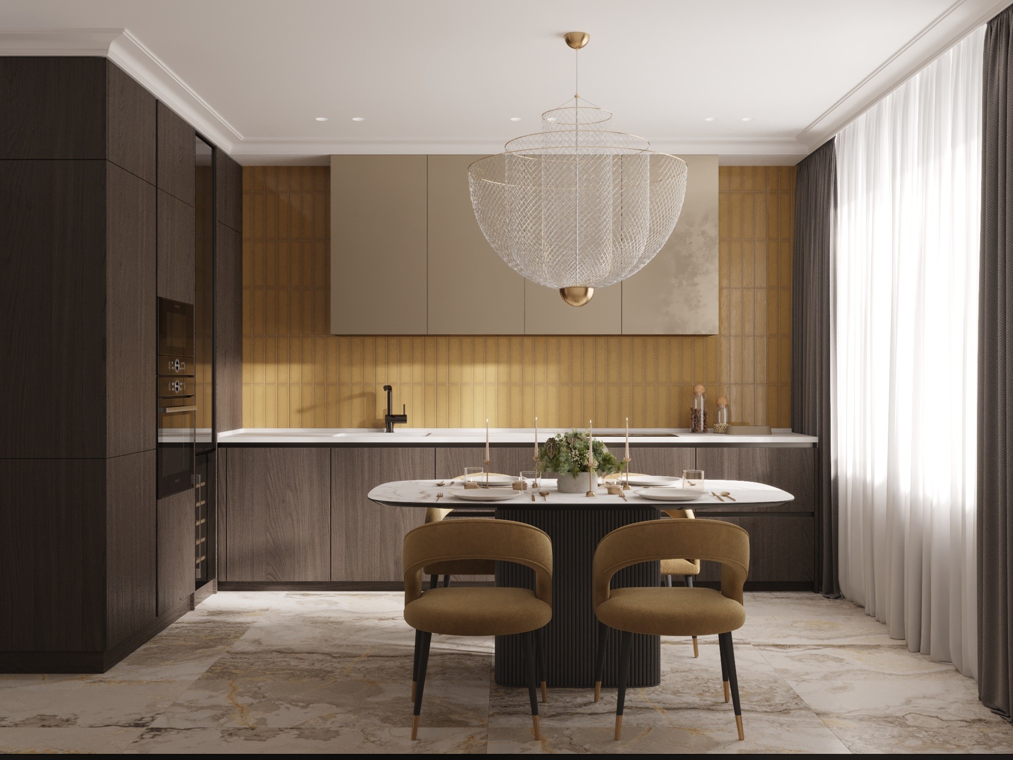 Дизайн 2-к. квартиры | 73 м², Кухня