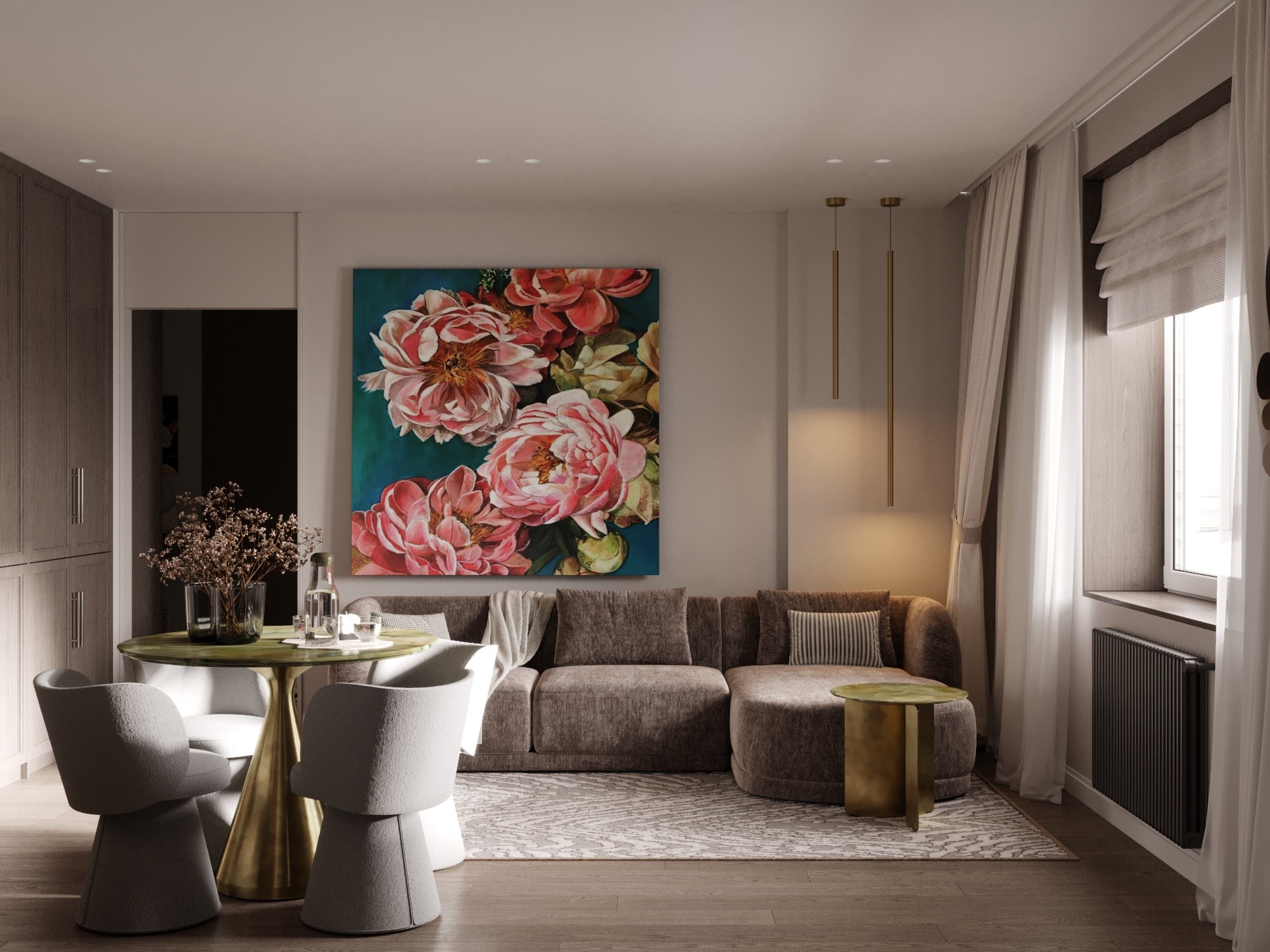 Дизайн 1-к. квартиры | 55 м², Гостиная