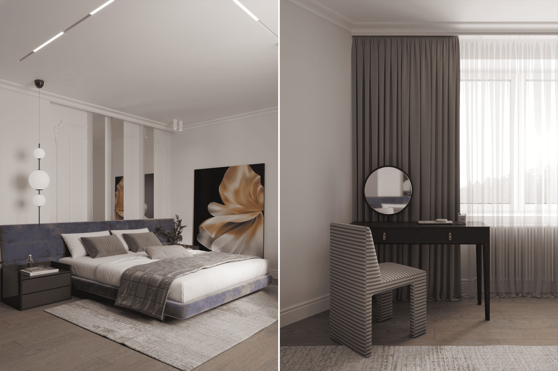 Дизайн 2-к. квартиры | 90 м², Спальня